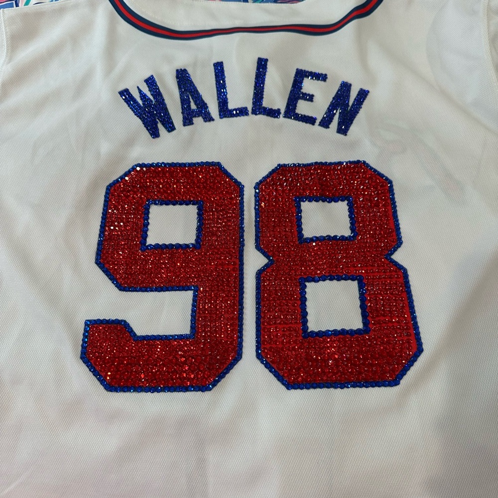 Women’s Morgan Wallen 98’ Braves White Baseball Jersey - Picture 4 of 6